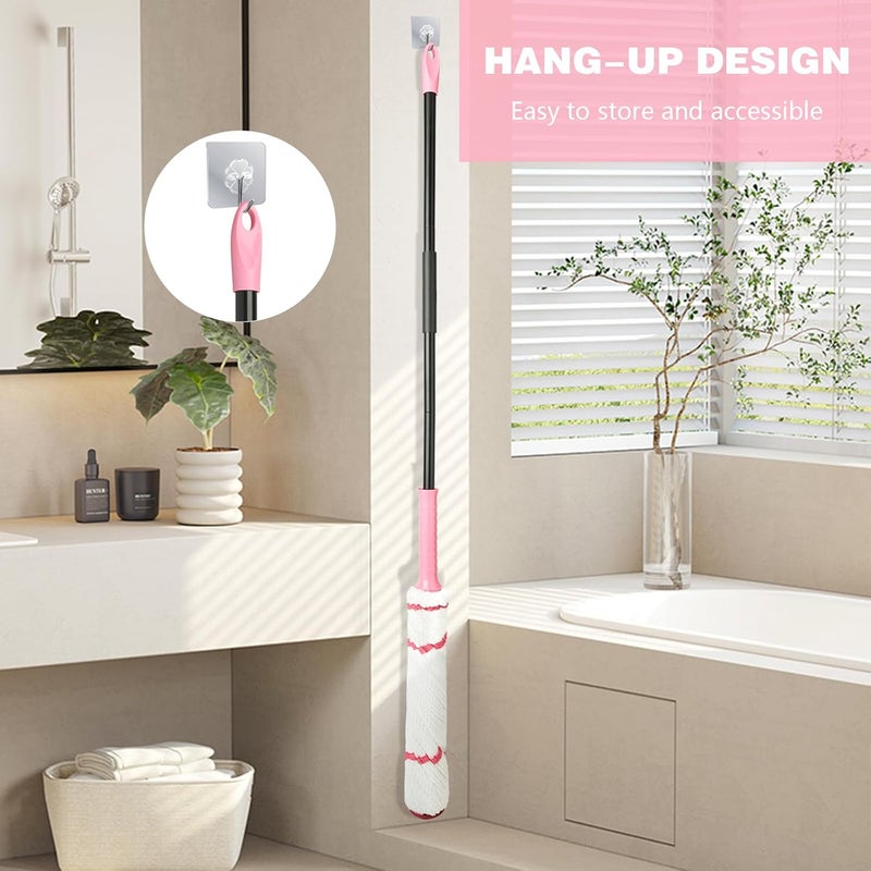 XXFLOWER Self-Wringing Twist Mop for Floor Cleaning, 57” Long Handle Heavy Duty Microfiber Mop for Wet Mopping on Tile, Hardwood, Kitchen, Bathroom, Patio, Garage, Commercial Household Clean (Pink) - Image 5